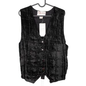 Agapo VTG Velvet Vest M Tie Back Black Boho Hippie Whimsigoth Indie Peasasnt